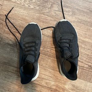 Grey and black adidas tennis shoes